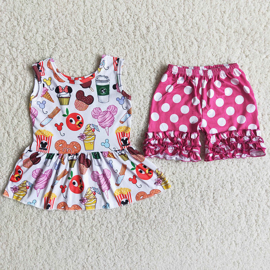 Cartoon character dots Shorts sets