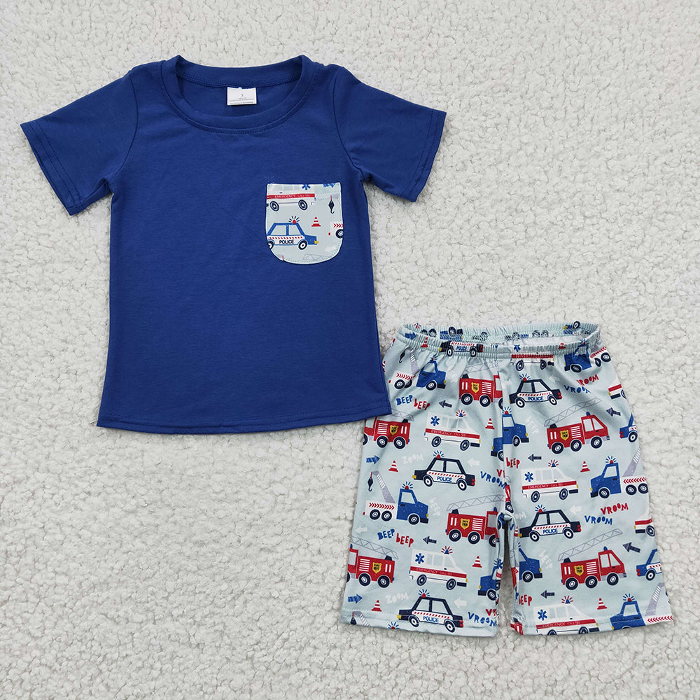 Baby Boys Firetrucks Pockets Shorts Sets