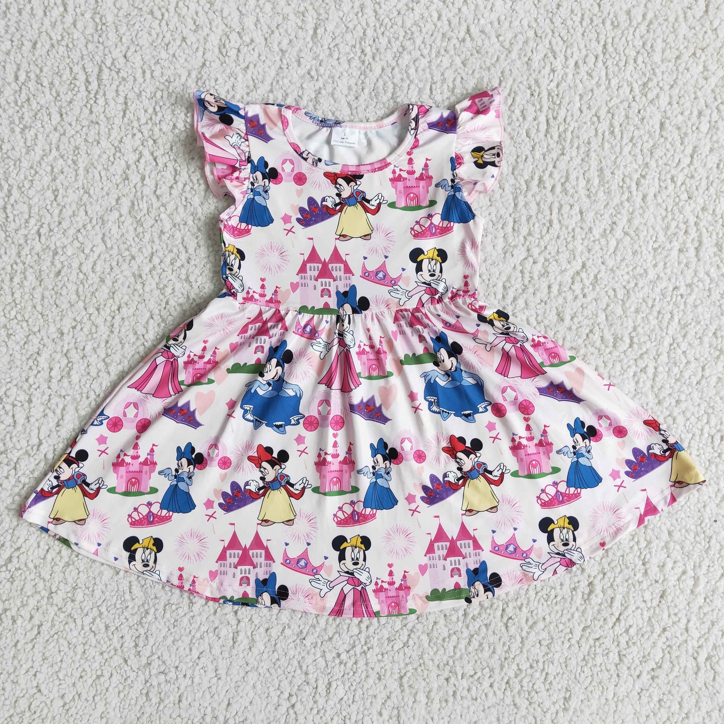 Baby girls castle pink flutter sleeve dresses