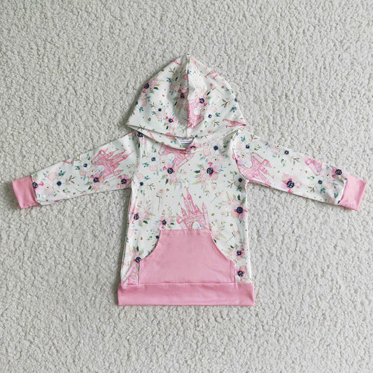 Baby Girls Long Sleeve castle hooded tops