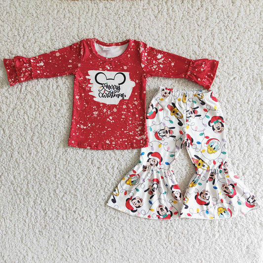 Red Cartoon Castle bell bottom pants sets