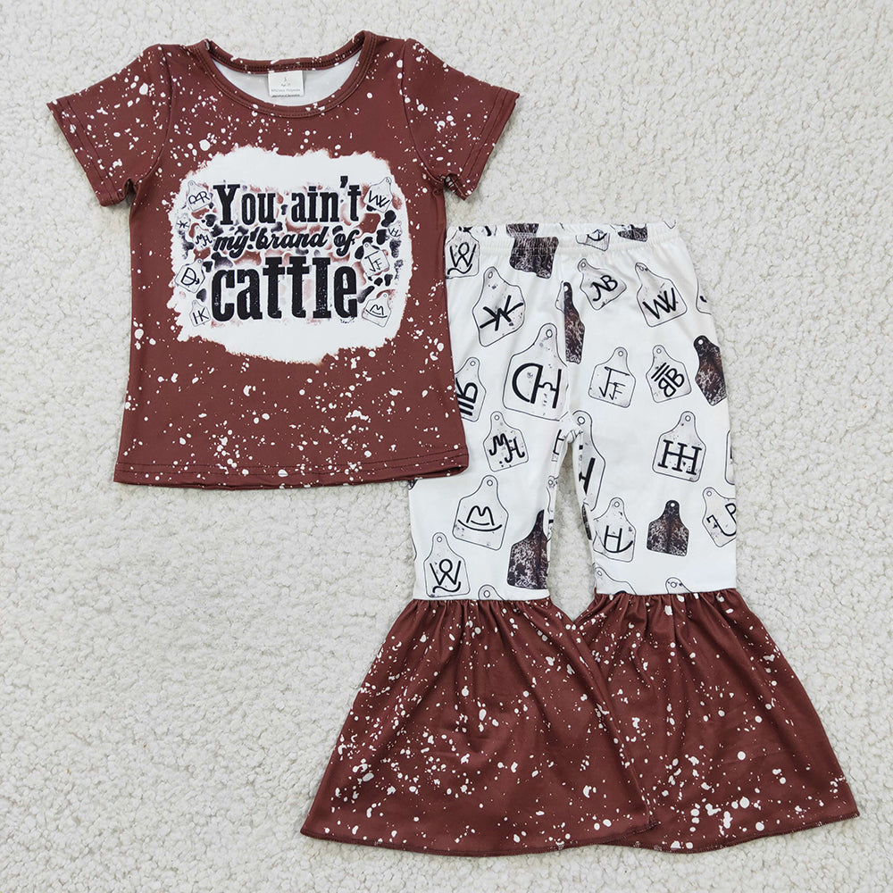 Baby Girls Western Cattle Bell Bottom Pants clothes sets
