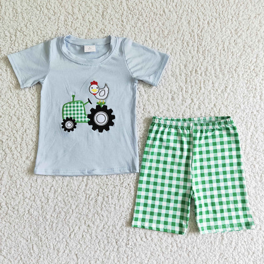 Baby boy farm chicken shorts sets