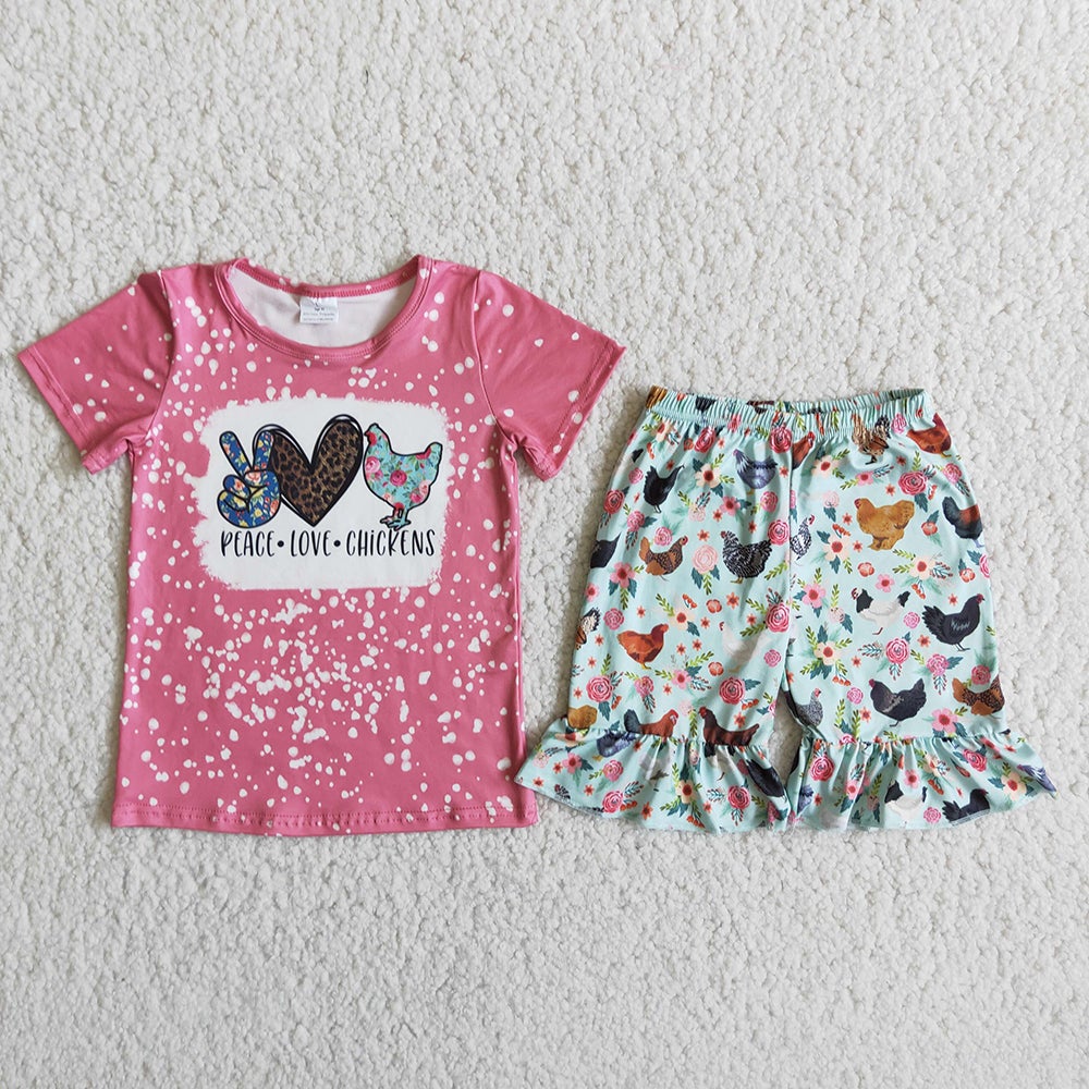 Pink Chicken LOVE Shorts sets