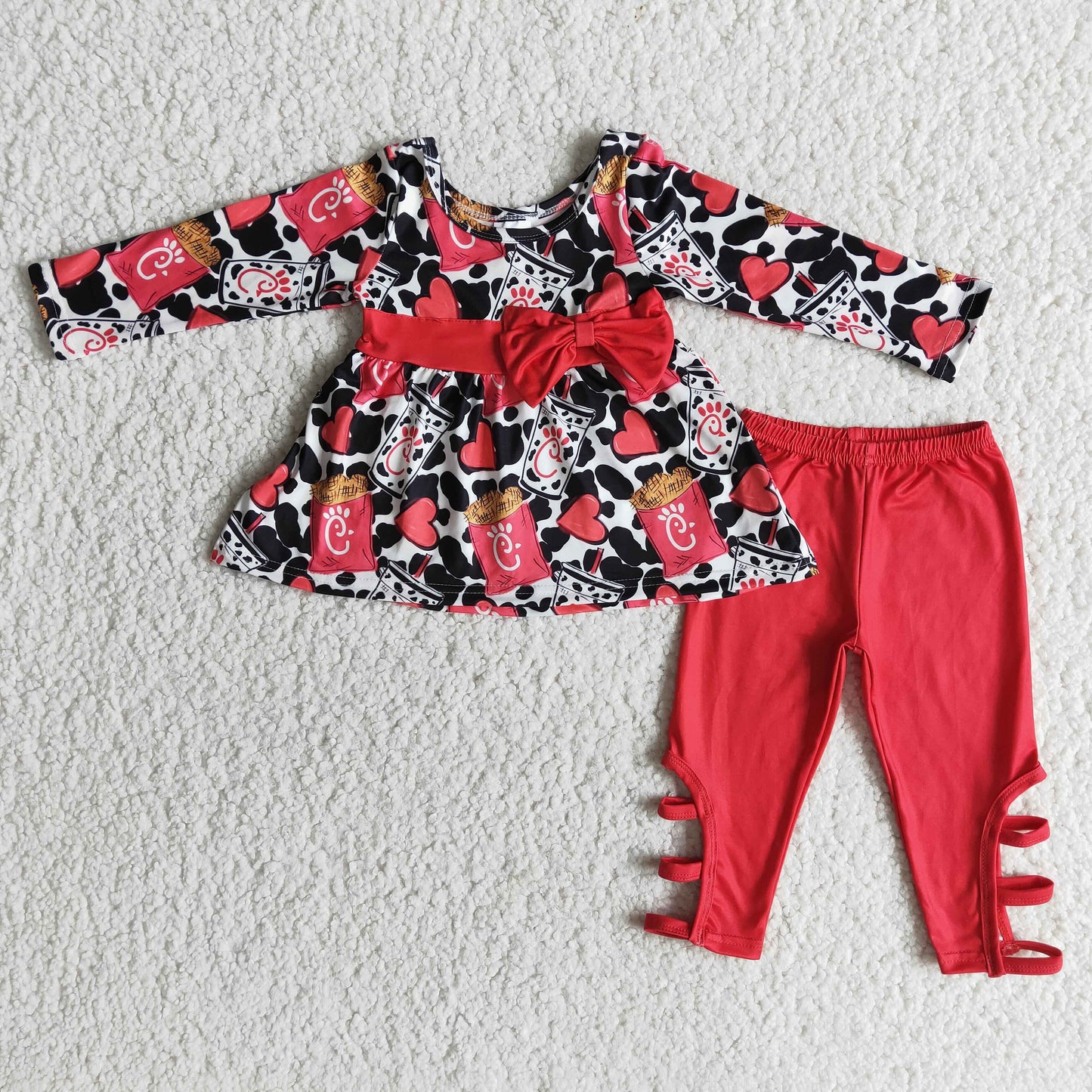 Potato red top cross legging pants sets