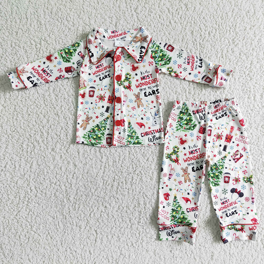 Children Christmas tree 2pcs Pajamas Sets