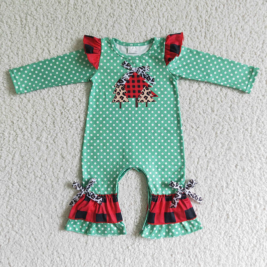 Baby Girls Christmas tree dots Rompers