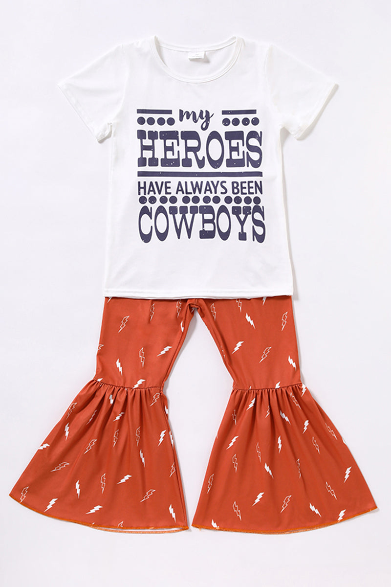 Children kids heros cowboys bell pants sets