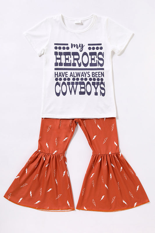 Children kids heros cowboys bell pants sets