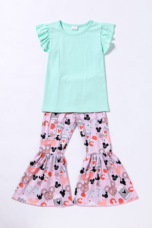 Children tee shirt cartoon bell pants sets