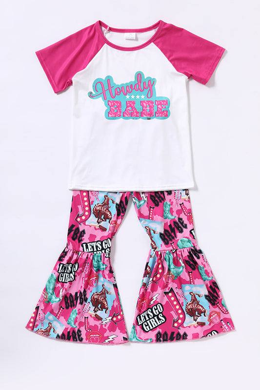 Kids howdy babe hotpink clothing sets