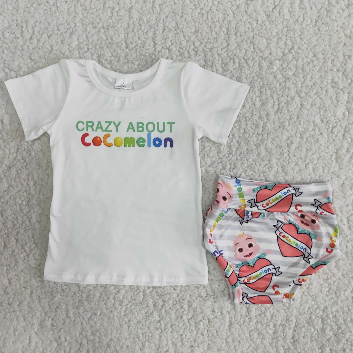 Letter white T-shirt love baby Size bummie set