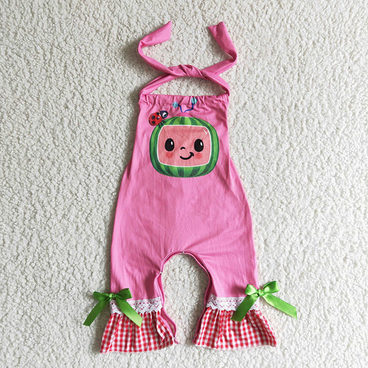 Baby girls watermelon cartoon ruffle rompers