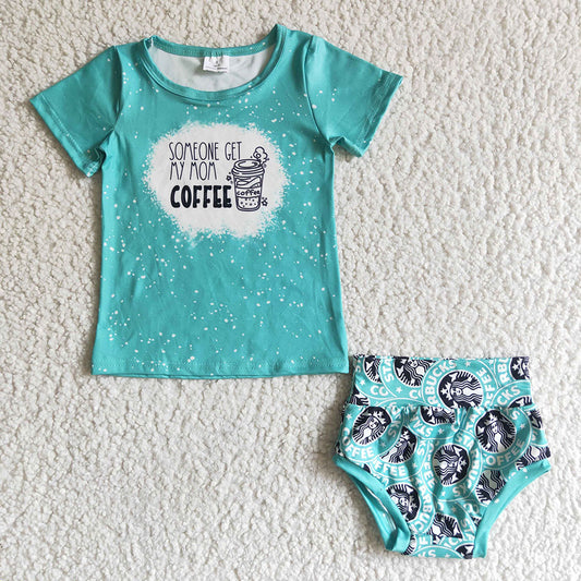 Baby girls green coffee bummie sets