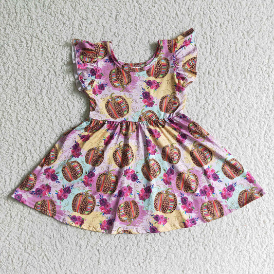Baby girls fall colorful pumpkin dresses