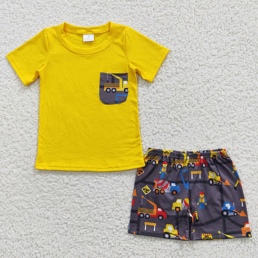 Baby Boys Summer Construction Pocket Top Shorts Clothes