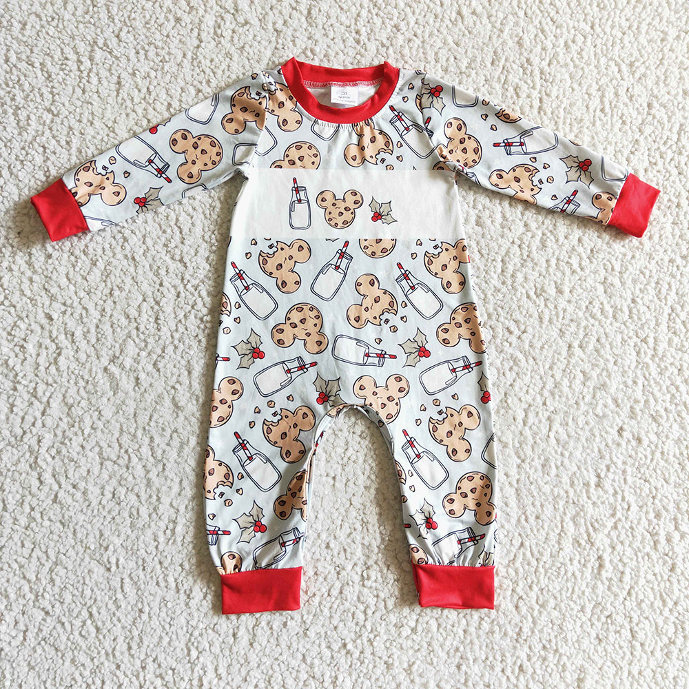 Baby boys Christmas milk cookie rompers