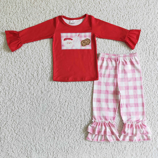 Baby girls Christmas santa milk ruffle pants sets