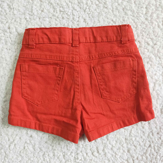 Baby Girls coral color summer denim shorts 3