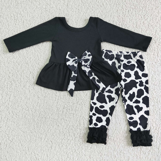 Baby Girls cow bow legging outfits clothes sets