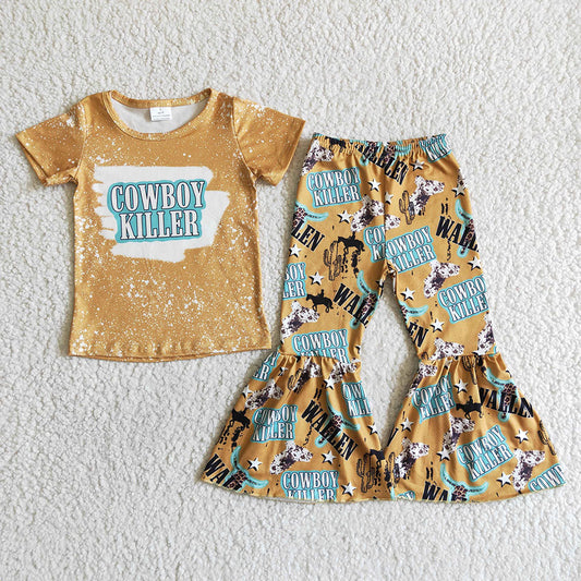 Baby Girls western cowboy bell pants clothes sets