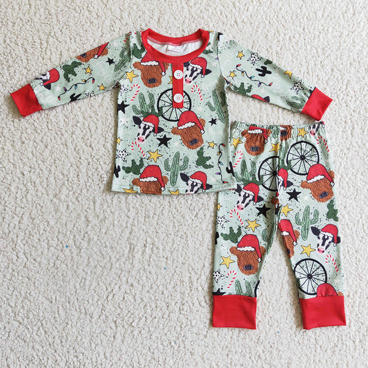 Baby Boys Christmas Cow Pajamas clothes sets