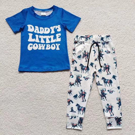 Baby Boys Daddy's Little Cowboy Western Pants Outfits Clothes Sets