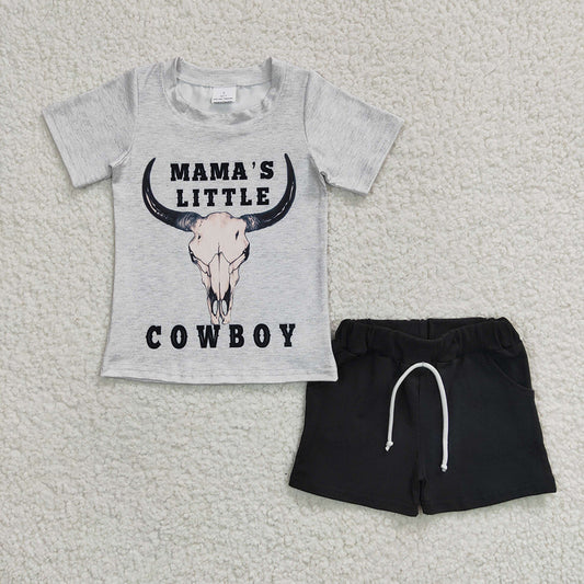 Baby Boys Mama's Little Cowboy Western Summer Shorts Sets