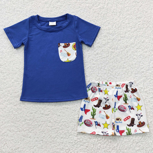 Baby Boys Western Pocket Tee Shirts shorts sets