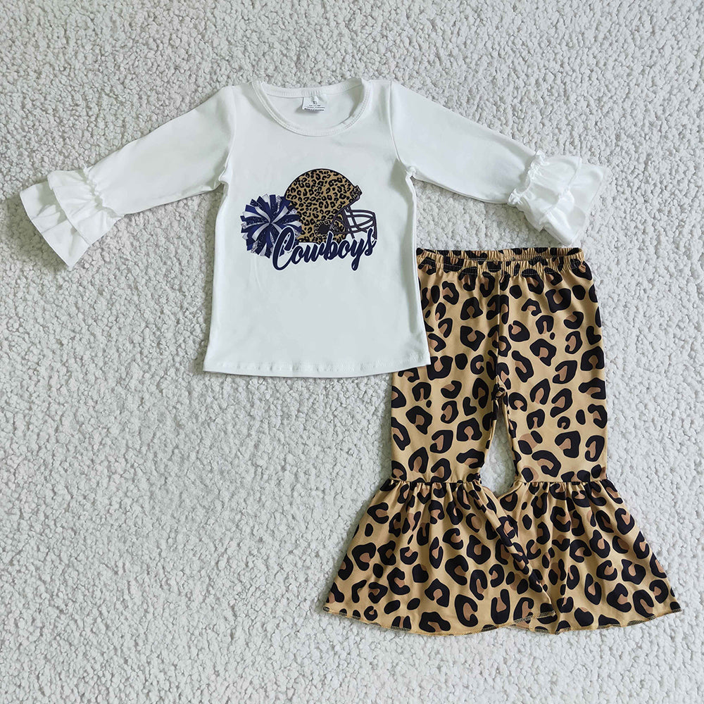 Baby girls Leopard football bell pants clothes sets