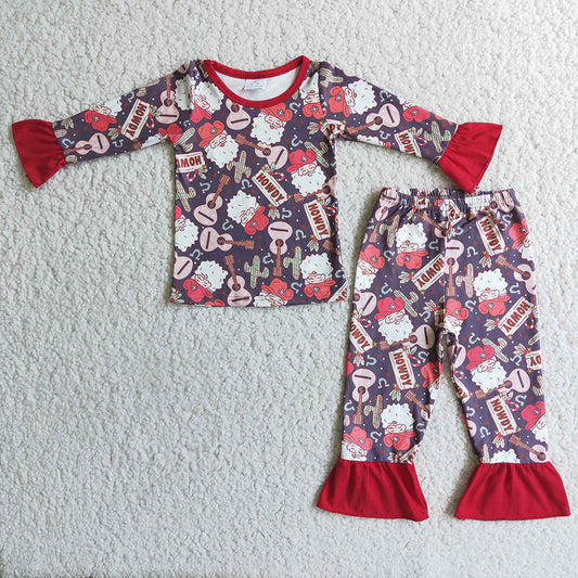 Girls howdy santa pajamas