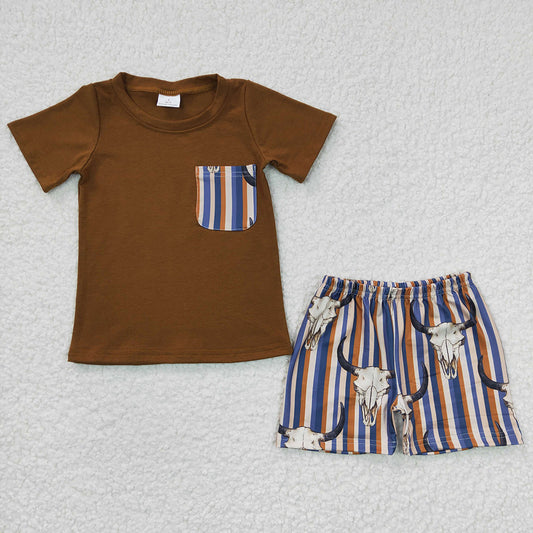 Baby Boys Cow Skull Summer Shorts Sets