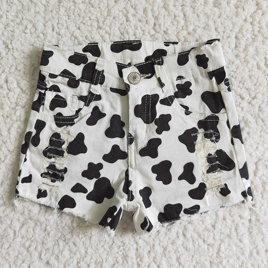 Baby Girls cow print summer denim shorts