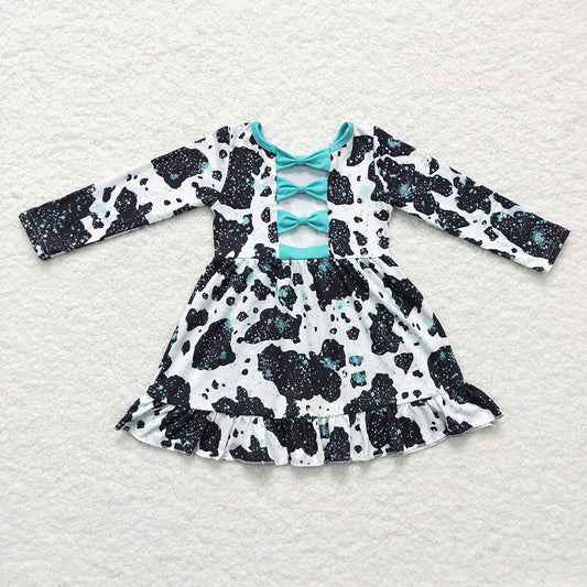 Baby girls cow print western fall dresses