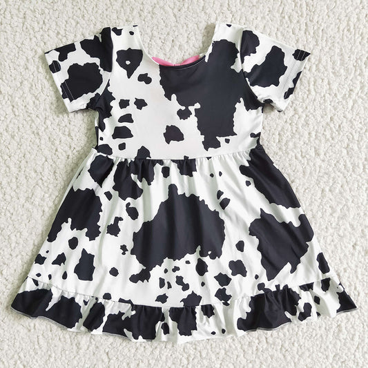 Baby girls cow print knee length dresses