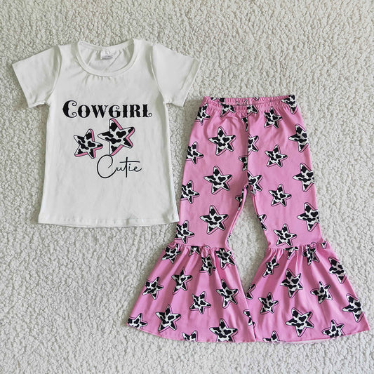 Baby girls western cowgirl star bell pants clothing sets