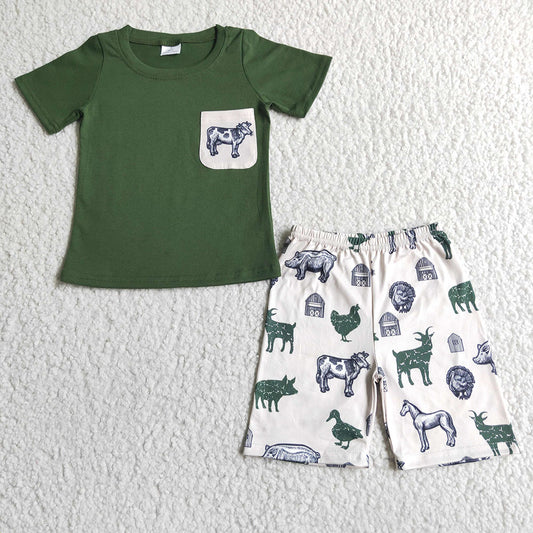 Baby boy horse western pocket shorts sets