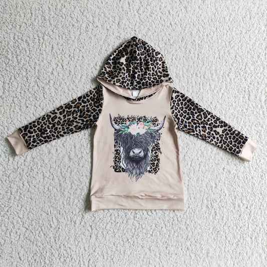 Baby kids cow leopard Long Sleeve Hoodie Tops