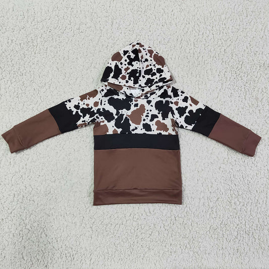 Baby Boys Cowhide Long Sleeve Hoodie Tops