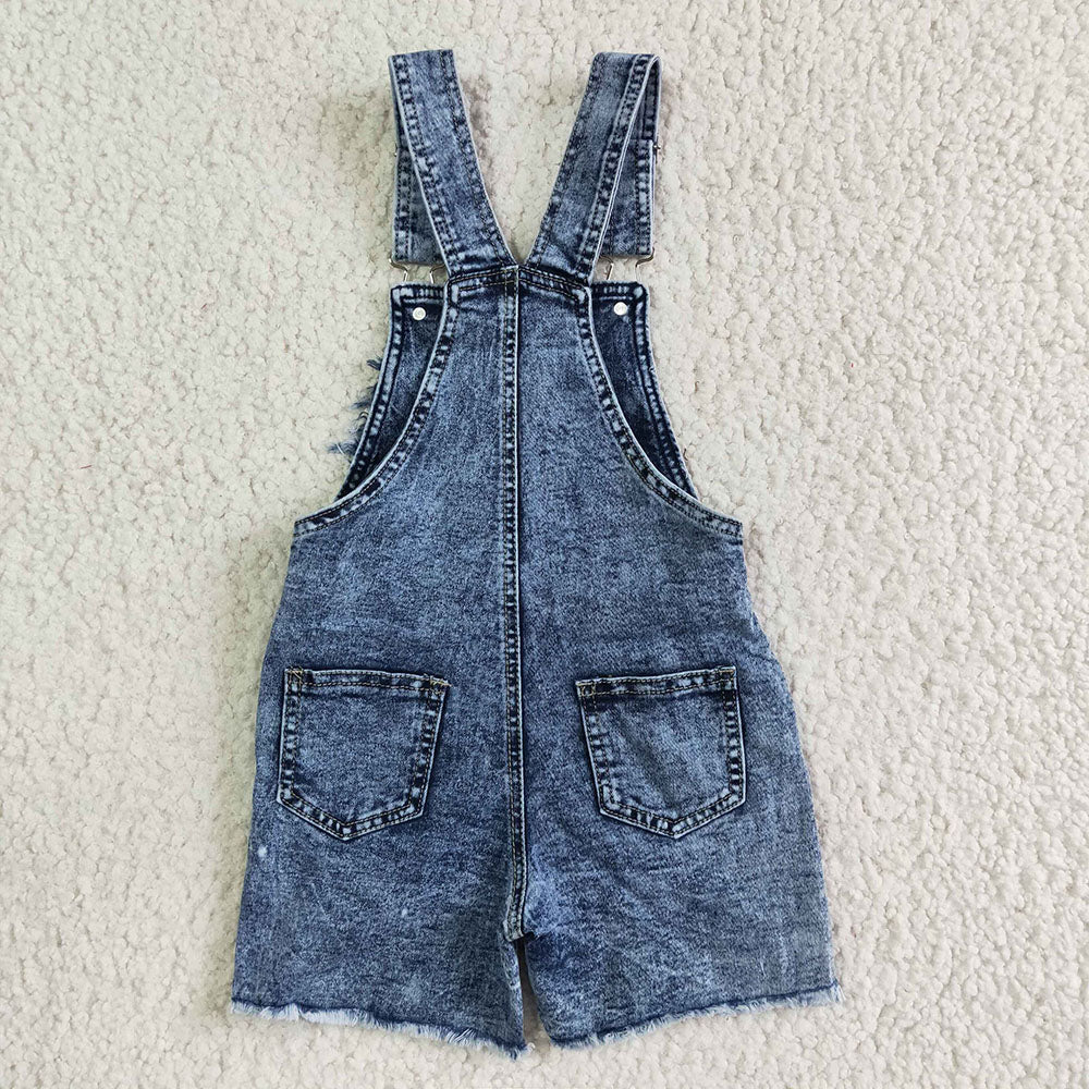 baby girls cow western denim summer shorts overalls