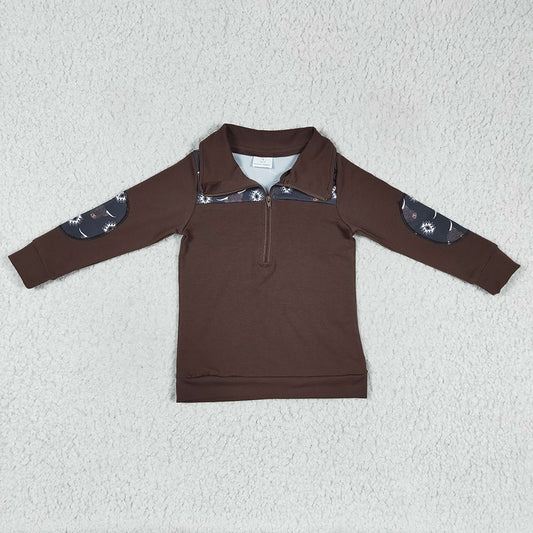 Baby Boys Western Cow Brown pullovers Tops