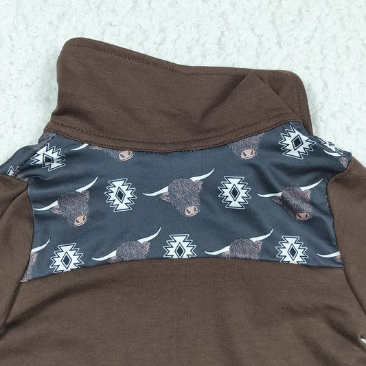 Baby Boys Western Cow Brown pullovers Tops