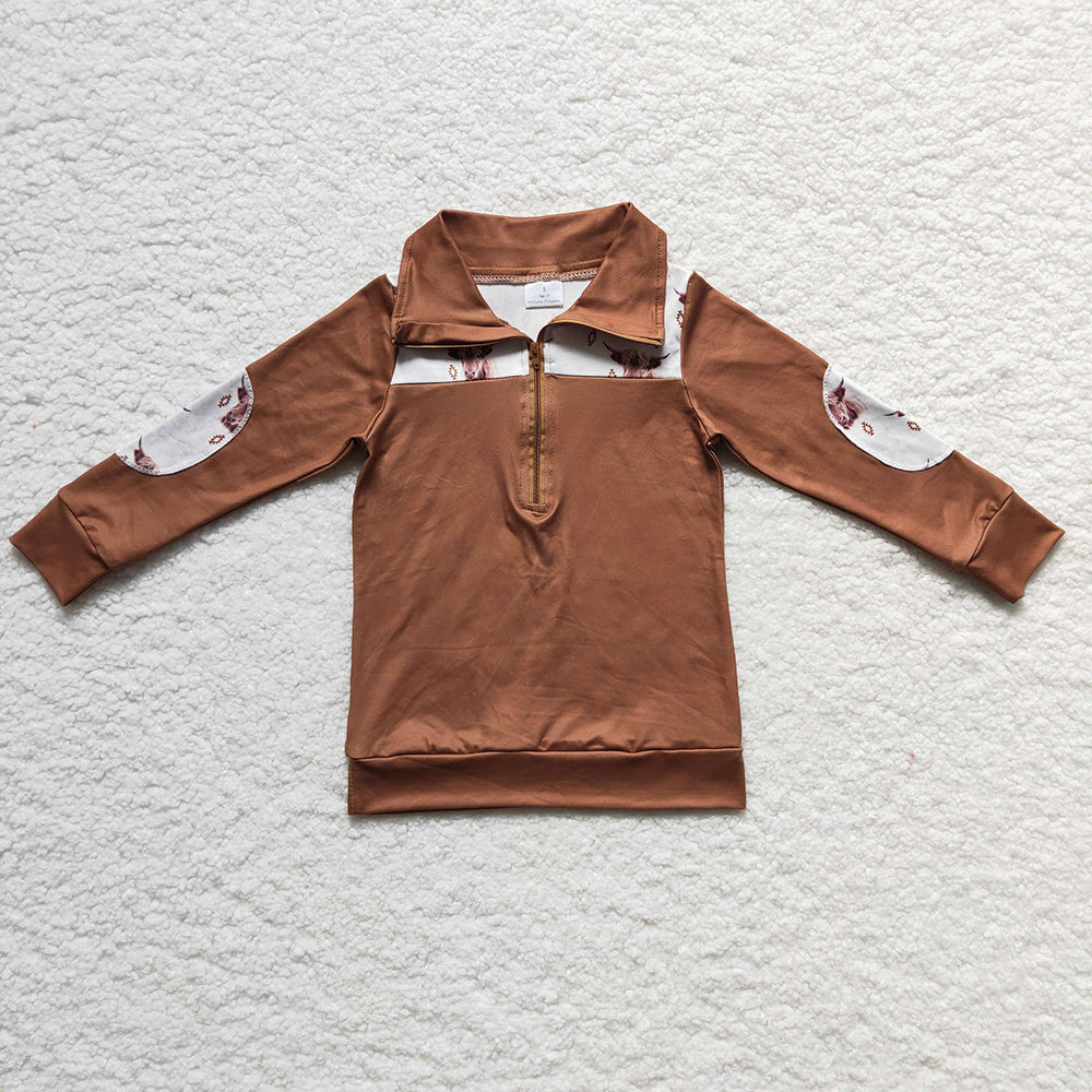 Baby boys western Brown Cow pullovers