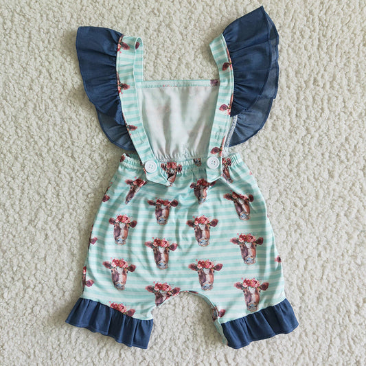 Baby girls summer cow western sleeveless rompers