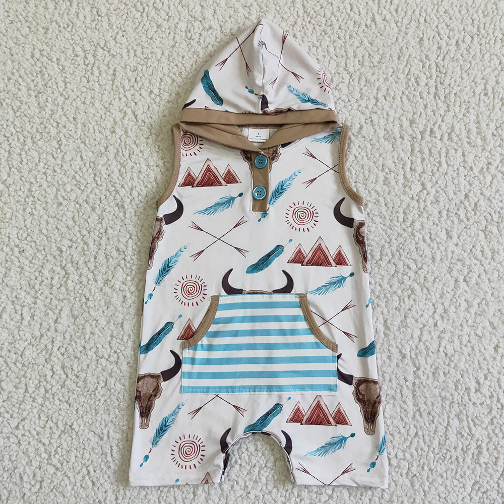 Baby boys summer western rompers