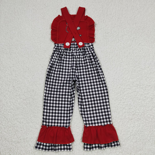 Baby Girls Red Cow Ruffle Jumpsuits