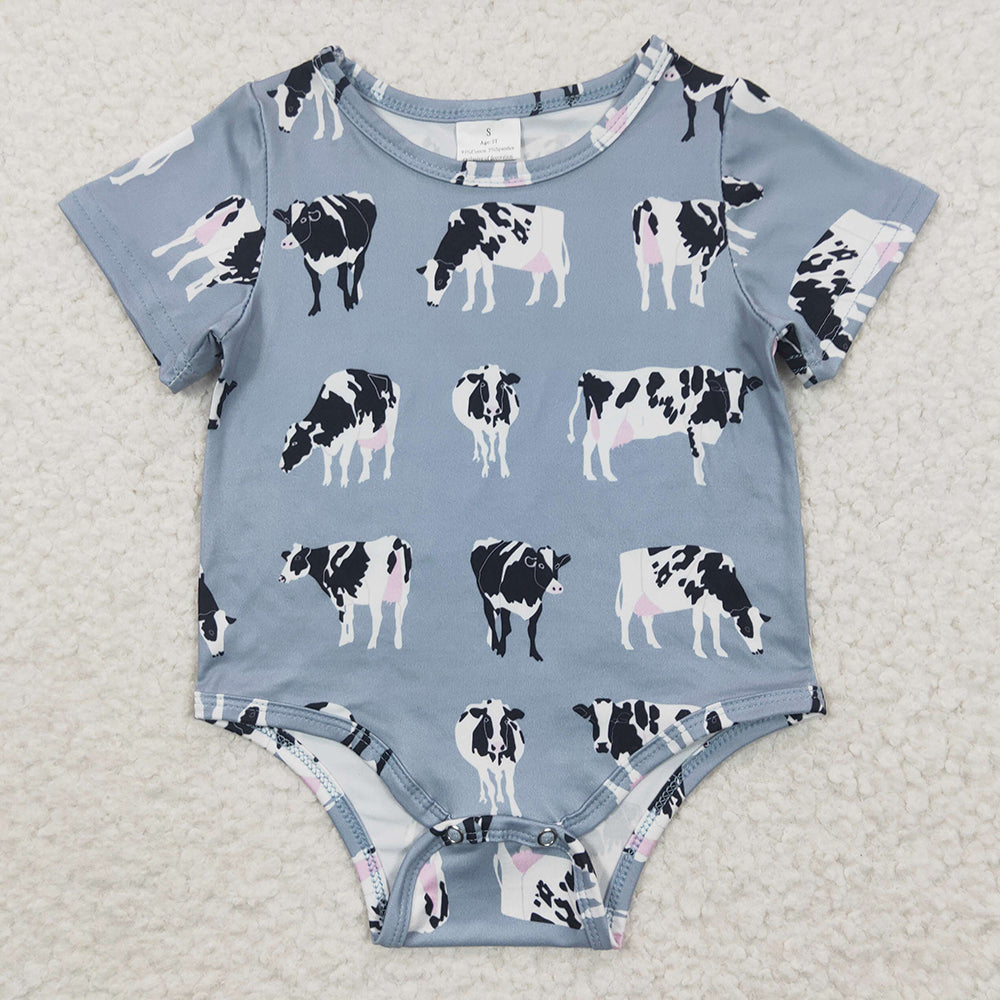 Baby Boys Cow Western Short Sleeve Summer Rompers