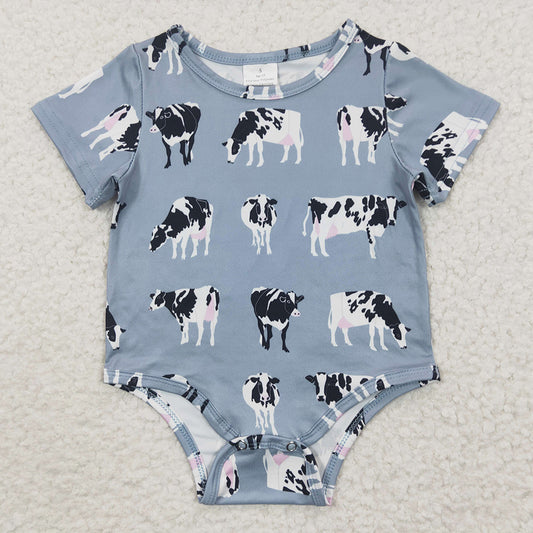 Baby Boys Cow Western Short Sleeve Summer Rompers