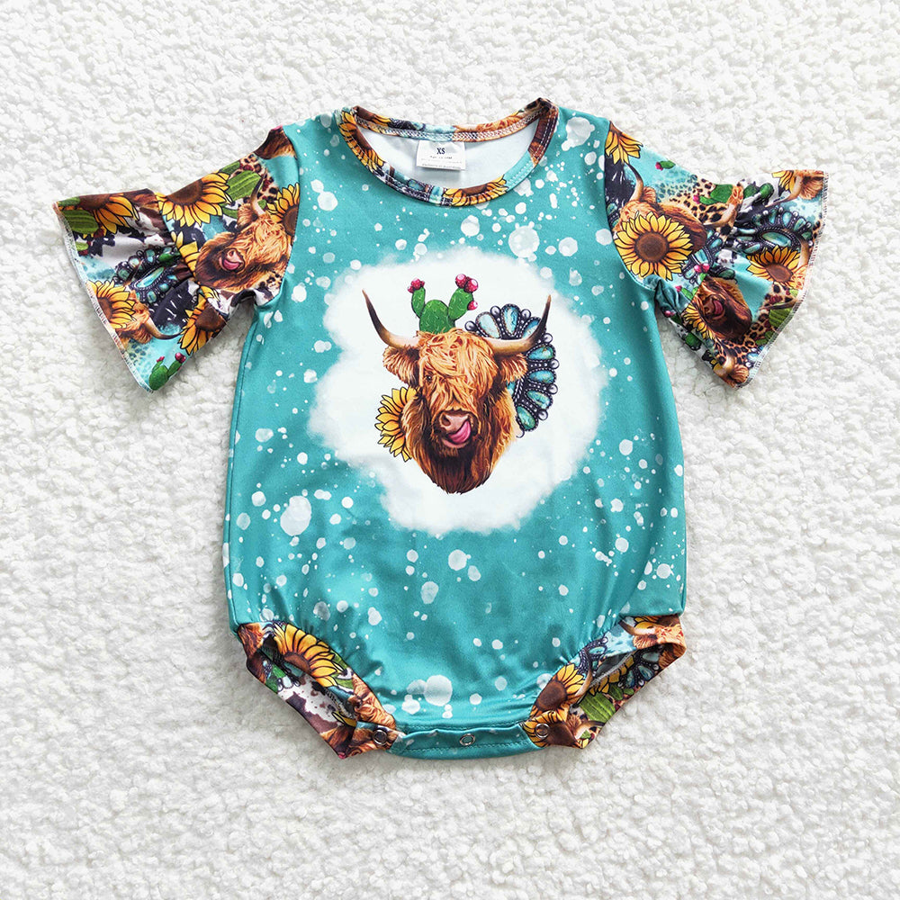 Baby Girls Highland Cow Summer Rompers