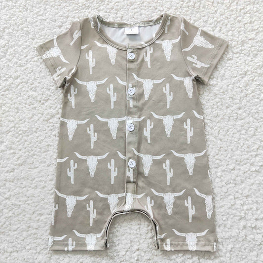 Baby Boys Cow Skull Summer Rompers